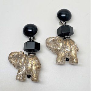 ANGELA CAPUTI Gold Dust Acrylic Elephant Clip on Earrings